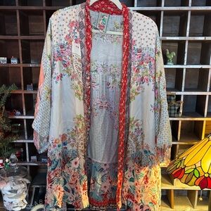 Johnny Was Multicolor Floral Kimono Jacket